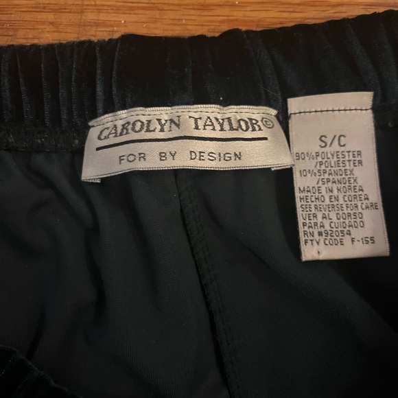 Carolyn Taylor VINTAGE velvet lounge pants cozy green velvet elastic waistband - Picture 7 of 7
